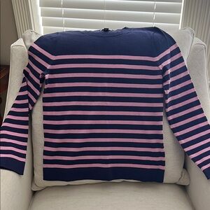 J. Crew Classic Navy & Pink Stripe Sweater Medium